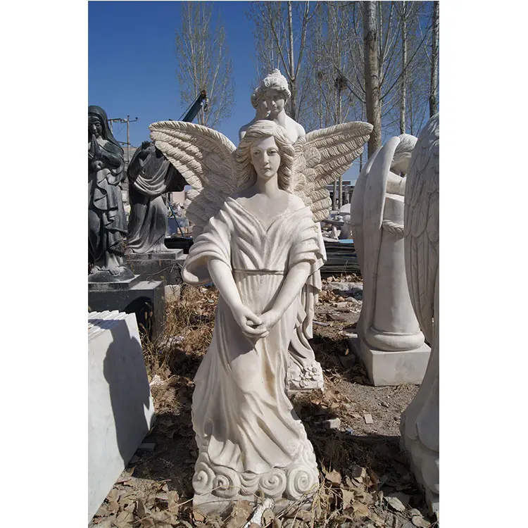 Özel taş doğal hiçbir özel koku oyma güzellik kadın bahçe lambası heykeli melek heykel