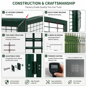<span class=keywords><strong>Portail</strong></span> en treillis métallique pour extérieur, allée et jardin, simple battant, avec cadre en fil soudé, verrou <span class=keywords><strong>à</strong></span> cadenas, charnières réglables, livraison rapide - Product Image 3