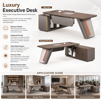 Bureau de direction moderne et innovant avec armoire latérale à pieds inclinés, grande table de PDG/directeur pour bureau d'entreprise