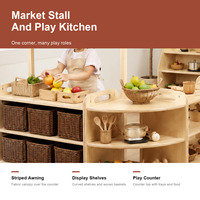 Étal de marché en bois et ensemble de cuisine de jeu pour enfants, mobilier Montessori pour maternelle, garderie et salle de classe