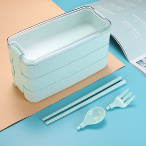 Japanese Style Triple Tier Eco-Friendly BPA Free 3-Compartment Picnic Bento <b>Box</b> Microwave Safe Portable <b>Lunch</b> Container for - Product Image 4