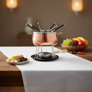 MSER 11-Piece <b>Fondue</b> Set 18/0 Stainless Steel Pot With 6 Forks And Stand For Melting Cheese Or Chocolate - Product Image 3