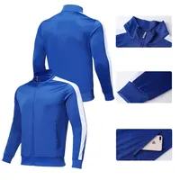 Ensemble de survêtement pour homme adulte, orange, avec fermeture éclair intégrale, respirant, en polyester, col montant uni, pour le football, le sport et la gym, taille standard
