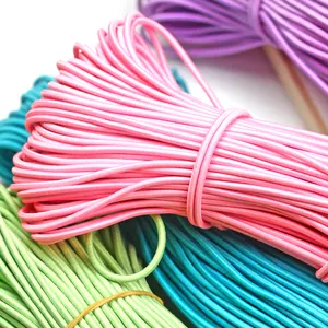 Kabel elastis poliester bulat warna-warni 1mm 1.5mm 2mm 3mm tali anyaman elastis kepang pita