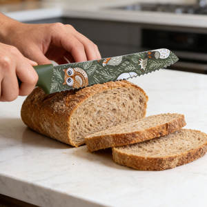 5-टुकड़ा रंगीन पैटर्न शेफ स्टार स्टेनलेस स्टील ब्लेड्स बेंडेक्स टिकाऊ कलात्मक डिजाइन एर्गोनोमिक हैंडल चाकू सेट - Product Image 5