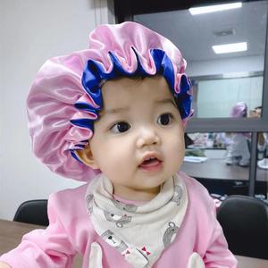 Conjunto de Gorros de Seda Satinada a Rayas de Doble Capa Ajustables para Mamá e Hija, con Logotipo Personalizado, para Uso en las Cuatro Estaciones - Product Image 6