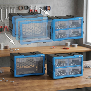 FERVI 2-<b>Drawer</b> Modular Tool Boxes with Removable Cassetti 0.96kg 295x165x200mm - Product Image 3