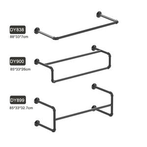 קיר רכוב כבד יחיד מתלה בגד יחיד צינור תעשייתי שחור עיצוב פשוט מוט תליית 15 ק "ג עומס - Product Image 5