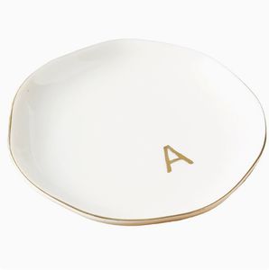 11*11*2 см белый фарфор нерегулярные английские буквы держатель для ювелирных изделий блюдо керамическое кольцо лоток безделушку тарелка для декора коробка для хранения - Product Image 1