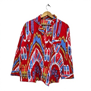 Pyjama pour homme en coton à imprimé floral, manches longues, tissé, doux, pour l'hiver et l'été, ensemble de vêtements de nuit décontractés, lavable en machine, respirant - Product Image 2