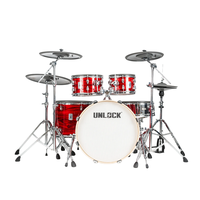 Découvrez la Batterie Électronique Série Lightning Rouge, Instrument à Percussion avec Cymbales 14/16/17/20 et Fûts 10/12/14/16/22
