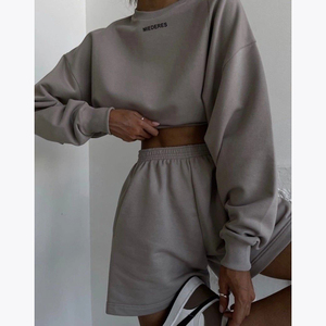 Costume 2 pièces personnalisé pour femmes, nouvelle tendance, uni, vêtements Arabie Saoudite Turquie, ensembles de <span class=keywords><strong>jogging</strong></span>/ - Product Image 4