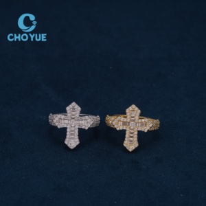 Wholesale Iced Out <b>Rings</b> <b>for</b> <b>Men</b> Hiphop Fine Jewelry 16K Gold Plated VVS D 925 <b>Silver</b> Cross Moissanite <b>Rings</b> with GRA Certified - Product Image 5