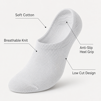 Chaussettes bateau invisibles 100 % coton pour femme, fines, antidérapantes, antibactériennes, anti-odeur, respirantes, coupe basse, pour l'été