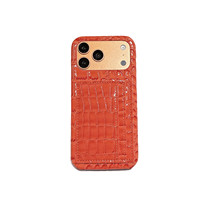 Étui de téléphone de luxe en cuir de crocodile de haute qualité avec porte-cartes pour iPhone 18 Pro Max, 17 Air, 16 Plus, 15, 14