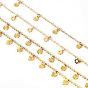 Tobillera ajustable con cadena chapada en oro y plata brillante con cristales y perlas para mujer, de aleación de acero. - Product Image 3
