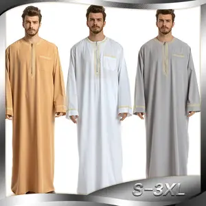 C-58 Abaya Maxi Muçulmano Vestuário Árabe Dubai Modesto Roupas Homens Muçulmano Thobe Vestidos