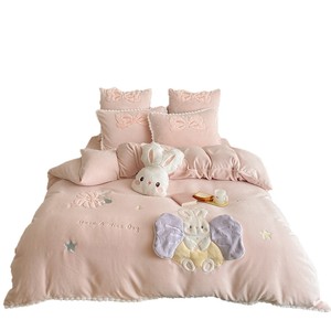 Juego de Ropa de Cama Infantil de Cuatro Piezas de Felpa de Leche, 300g, Bordado de Dibujos Animados, Engrosado, Cálido, Antiestático, Forrado, para Invierno - Product Image 3