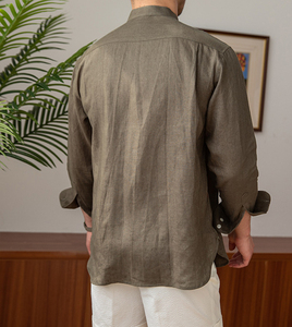 Camicia da <span class=keywords><strong>uomo</strong></span> casual in cotone e <span class=keywords><strong>lino</strong></span> a maniche lunghe Shinesia, camicia oversize da <span class=keywords><strong>uomo</strong></span> in puro <span class=keywords><strong>lino</strong></span> 100% - Product Image 2