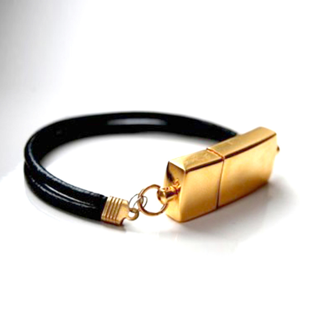 Fashion Blank Metal Bracelet Flash Drive Luxury Leather Chain Memorial Disk 2GB 4GB 8GB 16GB 32GB 64GB 128GB Custom Logo