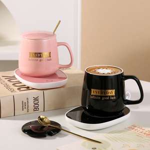 Business Mug Set Heizkissen Temperatur regel becher Smart Coffee Ceramic Mug Warmer mit benutzer definiertem Logo Hochzeits geschenk für Gäste - Product Image 4