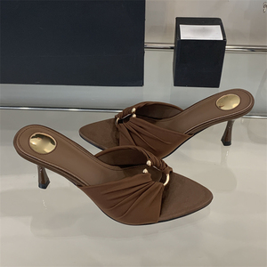 2025 Summer Women's Stiletto <b>Shoes</b> Non-slip Unique Design Comfortable Black High Heel Slippers - Product Image 3