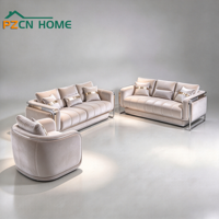 Canapé-lit de style européen luxueux, blanc crème, en velours doux, ensemble de canapés 3 2 1 pour salon avec coussins décoratifs