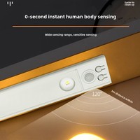 Lumière LED intelligente ultra-fine à détection humaine - Bande longue magnétique adhésive rechargeable en plastique - Style moderne minimaliste pour armoires de cuisine