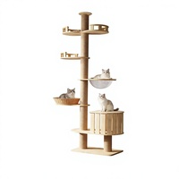 Approvisionnement direct usine : Arbre à chat tout-en-un avec poteau d'escalade, lit pour chat et jouets intégrés ; Griffoir en sisal ; Grand arbre à chat en bois massif
