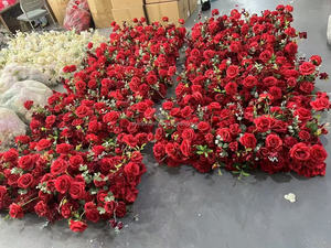 M69 Wholesale Silk Faux White <strong>Red</strong> <strong>Rose</strong> Flower Runners High Quality Wedding Flower Table Runner Artificial Arch Flower Aisle - Product Image 5