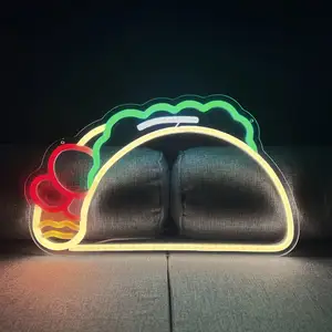 Tacos Burritos Shaped Neon Signs Fast Food Neon Light up Night LED Sign Tacos Best in Town Home Restaurant Fast Food