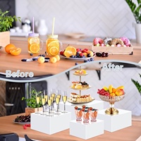 Riser acrylique blanc pour présentoir Cube Box Présentoir à dessert avec fond creux 4 tailles différentes pour décor de fête de mariage