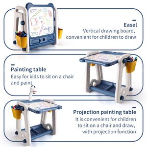 Chevalet d'art multifonctionnel 3-en-1 Zhorya : Table de projection, planche à dessin et chaise pour enfants - Product Image 3