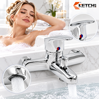 Robinet mitigeur de baignoire et de douche chromé en alliage de zinc, à poignée unique avec inverseur chaud/froid