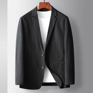 Veste de Costume Décontractée de Luxe pour Homme Printemps-Automne 2026, Simple Boutonnage, Respirante, Couleur Unie, Style Occidental Légèrement Plissé - Product Image 3