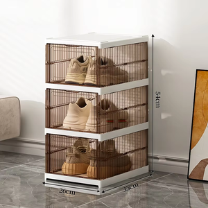 Boîte à chaussures moderne en plastique transparent PP 2026, écologique, pliable et empilable, pour rangement de chambre et organisation de baskets - Product Image 5