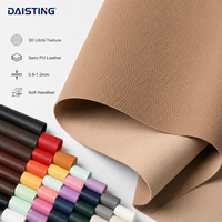 Bahan Kulit Sintetis Semi PU 3D Litchi Lychee Pebble Grain untuk Tas, Sabuk, Dompet, Tas Tangan dengan Lapisan Suede Lembut 0.9mm