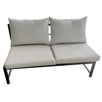 Ensemble de canapés de patio en aluminium 3 pièces meubles de jardin avec bureau en verre noir
