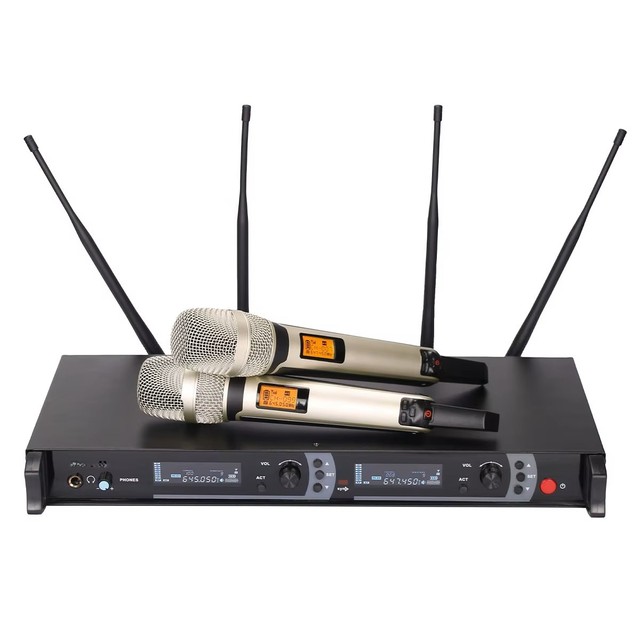 Professional Wireless Microphone System Stage Performance UHF True Diversity With Handheld Microhpones