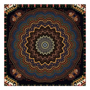 Arazzo Decorativo in Cotone con Mandala Pavone Blu, Stampa Personalizzata Indiana Hippie Bohémien Psichedelica Dorata - Product Image 3