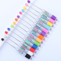Pena klasik empat warna manik-manik DIY, pena pulpen dengan manik-manik Gel silika dapat menambahkan manik-manik untuk menciptakan berbagai pola