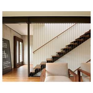 Escaleras Interiores Prefabricadas Prima, Escaleras de Madera Maciza Flotantes de una Sola Viga para Escaleras de Metal y Madera, Uso en Apartamentos Modernos - Product Image 6