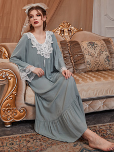 Camisón de estilo princesa para <span class=keywords><strong>mujer</strong></span> de nuevo estilo en estilo palaciego para pijamas retro de verano y otoño - Product Image 4