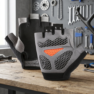 Unisex Half Finger Mesh Gym <b>Gloves</b> Breathable Training Fitness <b>Weight</b> Lifting Cycling Protection Gray Black Orange - Product Image 3