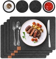 Lot de 8 napperons de table rectangulaires en feutre et sous-verres pour table à manger