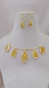 Laiton Antique Minimaliste Pierre Chaîne Élégant Collier Collier Forme Personnalisée Bijoux De Mode - Product Image 3