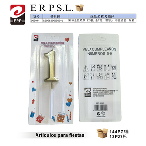 Candeline di compleanno ERP M155 oro e argento, colore misto, 12 pezzi per confezione, per decorare torte - Product Image 3