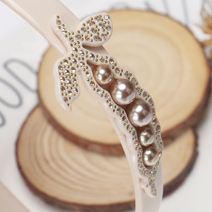 Accessoires de boutique Bandeau de la série Pea Pod Bandeau de femmes en acétate français Collocation strass perle chère - Product Image 6