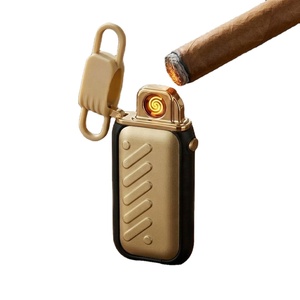 ไฟแช็คโลหะแบบโค้งคู่ ชาร์จไฟผ่าน USB กันลม ไฟแช็คอิเล็กทรอนิกส์ - โซลูชั่นออลอินวันสำหรับอุปกรณ์สูบบุหรี่ ขายส่ง - Product Image 5