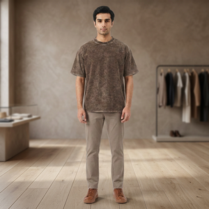 Camiseta de Manga Corta con Cuello Redondo, Estilo Desgastado, 270 g/m², 100% Algodón, Transpirable, Corte Regular, Unisex para Hombre, Venta al Por Mayor de Fábrica - Product Image 3